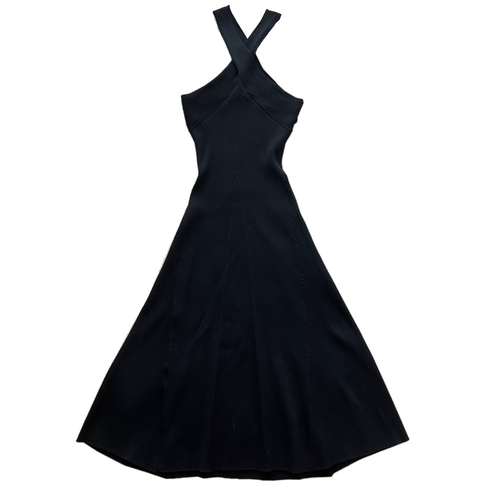 Black Knit Halter Neck Midi Dress